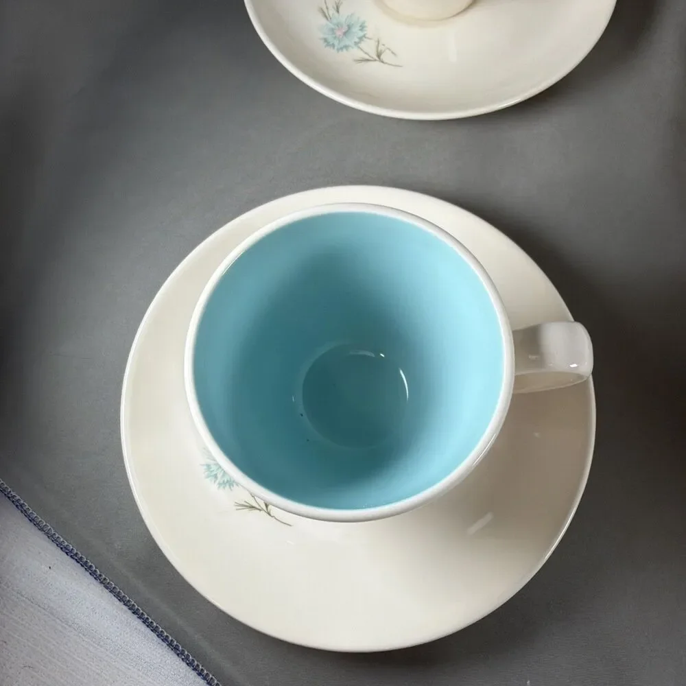 Vtg Taylor Smith Taylor Ever Yours Boutonniere Teacup Saucer Set of 4 C Handle